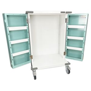 PM210 Medicine Drugs Trolley showing trolley with doors open