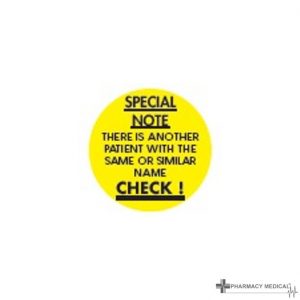 patient with same or similar name prescription alert stickers