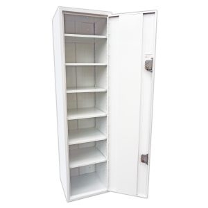 CDC1070 Controlled drugs cabinet open showing shelves inside cabinet