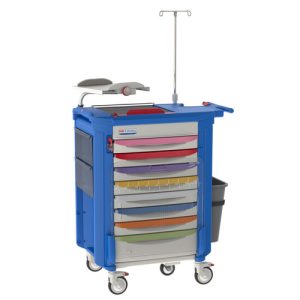 Resuscitation cart LECPEDS1 in blue. Paediatric crash cart